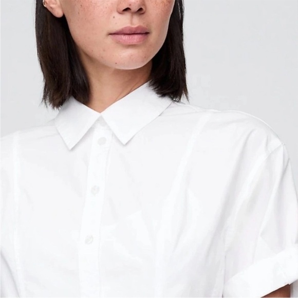 NWT! GAP white Poplin Roll-Cuff Midi Shirtdress medium m - Picture 4 of 6